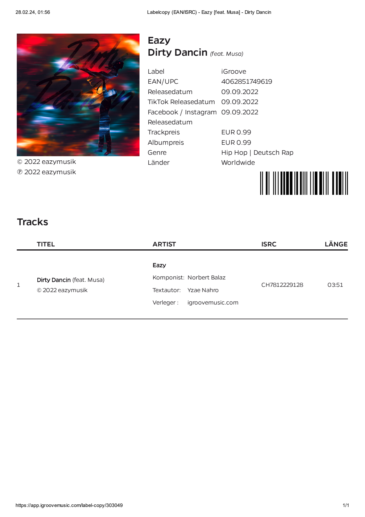 Original-Labelcopy Dirty Dancin (feat. Musa), Seite 8 von 9