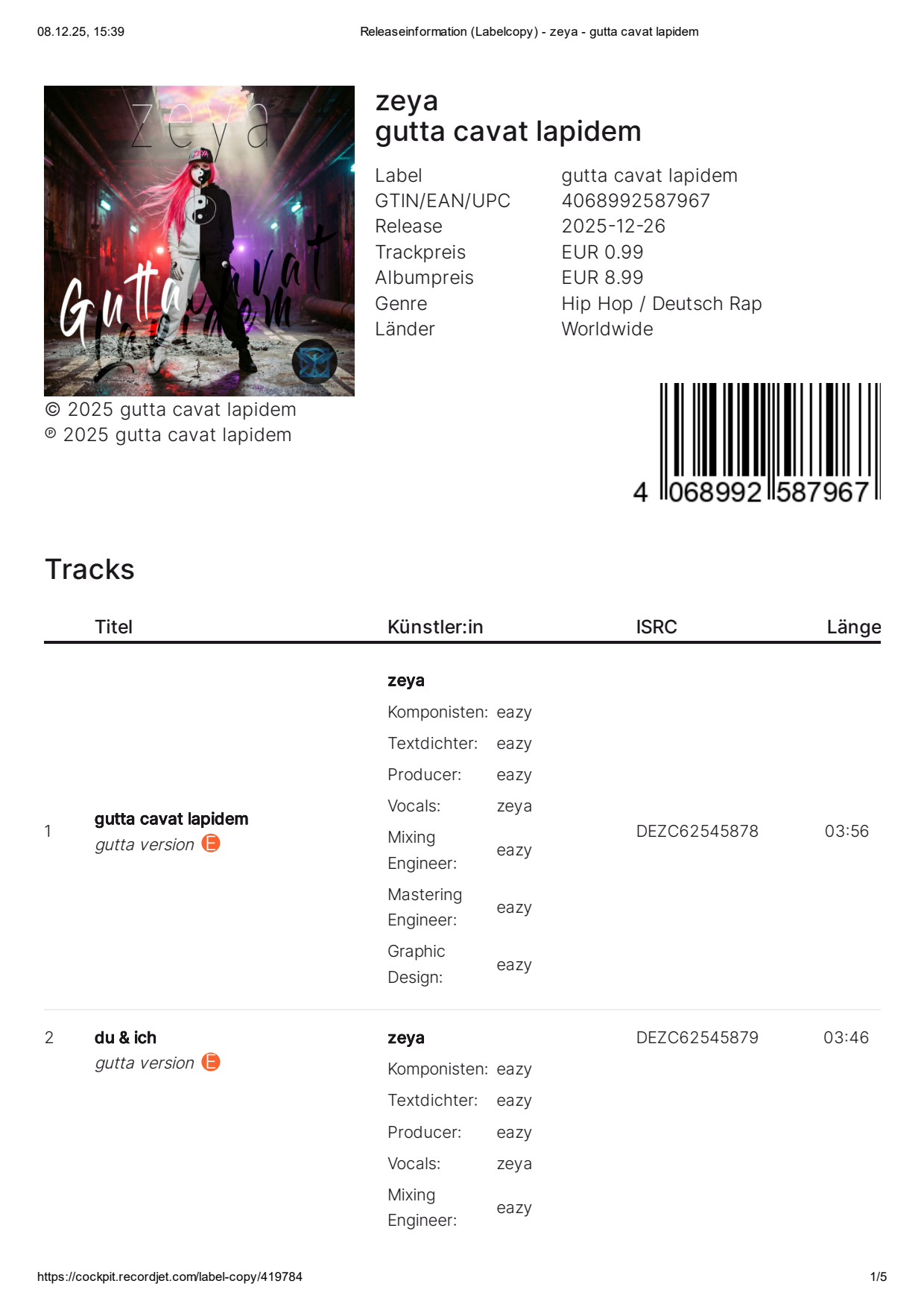 Original-Labelcopy gutta cavat lapidem · Seite 1, Seite 1 von 5